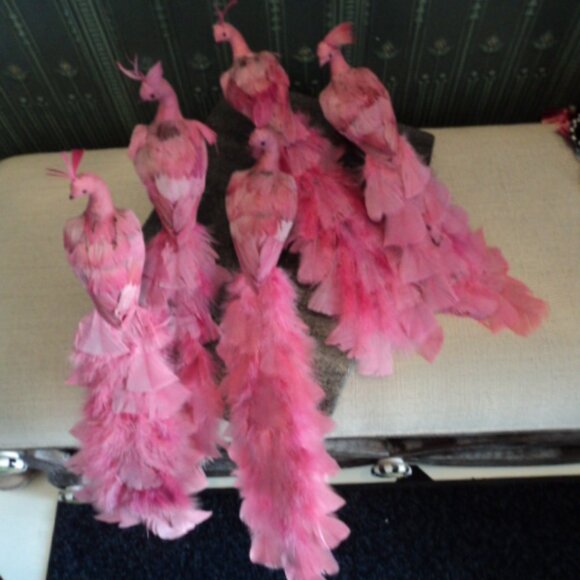 vintage feathered/flocked bird ornament - Picture 1 of 7